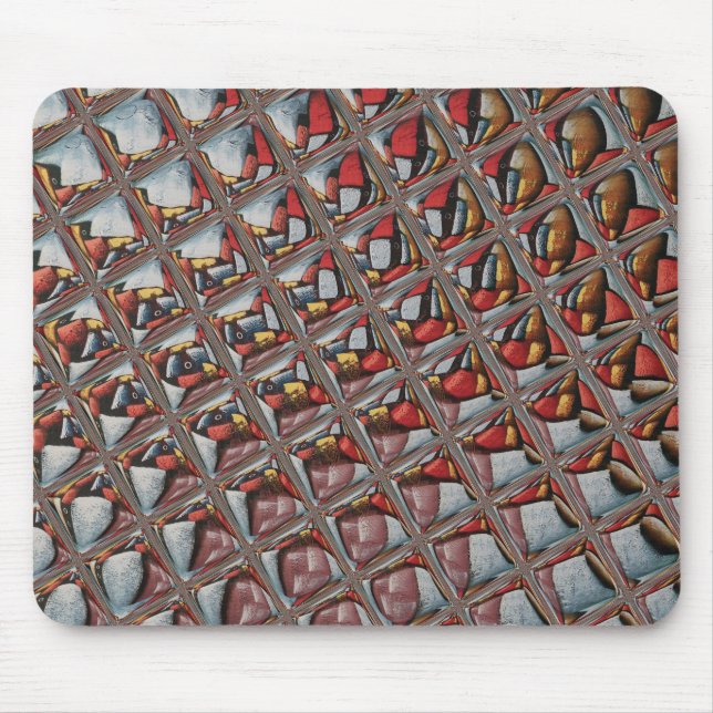 Embossed Ash Gray Maroon Checkered: A Modern Art Mouse Pad (Front)