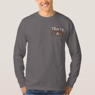 Embossed Ash Gray Maroon Checkered: A Modern Art T-Shirt