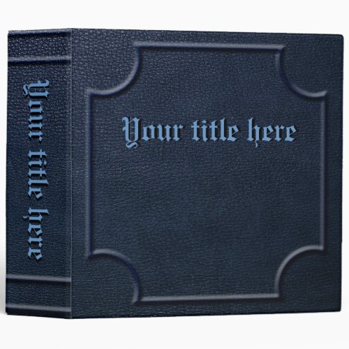 Embossed Blue Faux Leather Book 3 Ring Binder