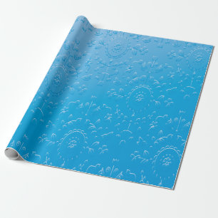 Embossed Blue Flower Abstract Gradient Wrapping Paper