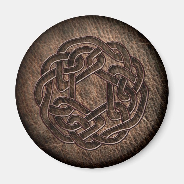 Embossed celtic ornament on leather magnet (Front)