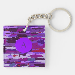 Embossed Chalk Shades of Purple and Red Keychain