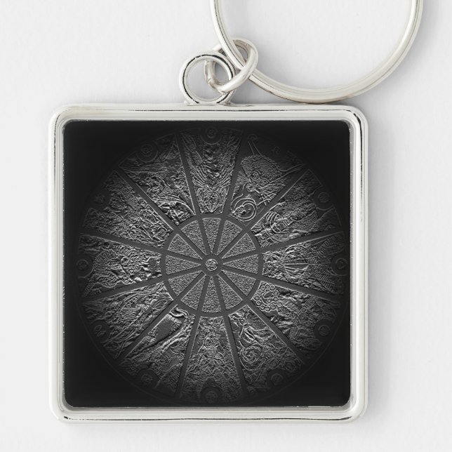 Embossed Chinese Zodiac Wheel Keychain (Front)