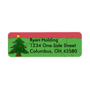 Embossed Christmas Tree Return Address Labels, ... Label
