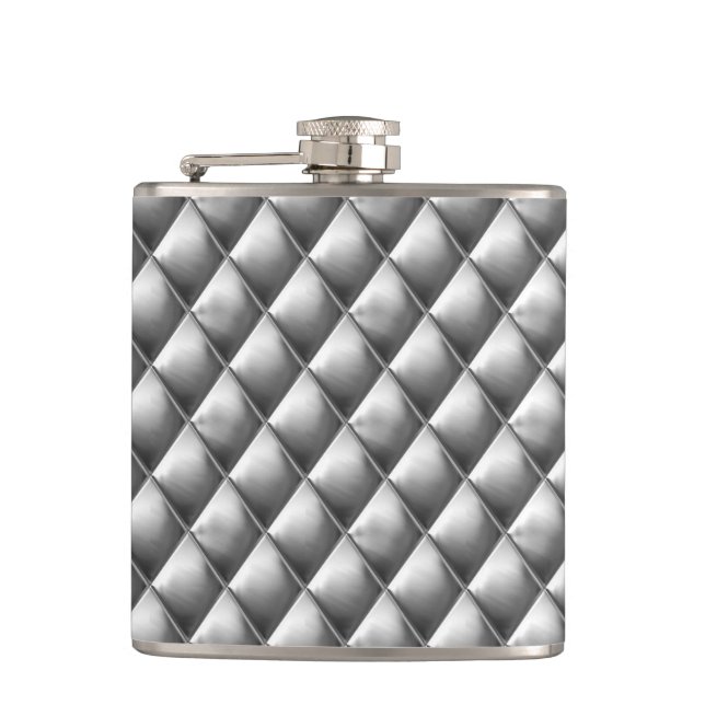 Embossed Chrome Diner Style Print Flask (Front)