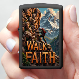 Embossed Climber Faith Snowy Peak Zippo Lighter