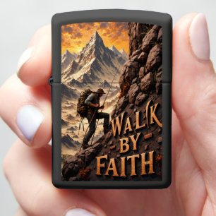 Embossed Climber Rugged Mountain Faith Zippo Lighter