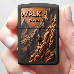 Embossed Climber Top Mountain View Zippo Lighter