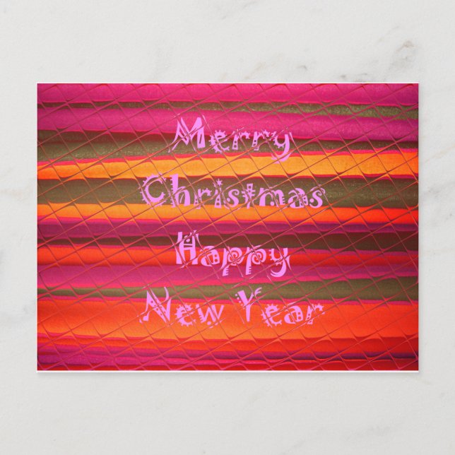 Embossed Colorful Stripes: Merry Christmas Happy N Holiday Postcard (Front)