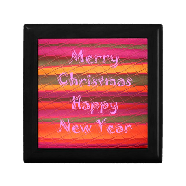 Embossed Colorful Stripes: Merry Christmas Happy N Keepsake Box (Front)