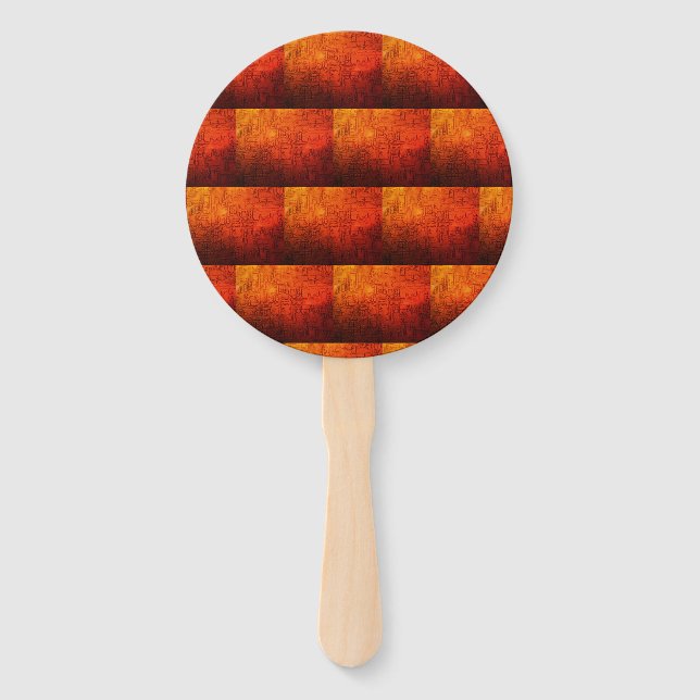 embossed copper circuit pattern hand fan (Front)