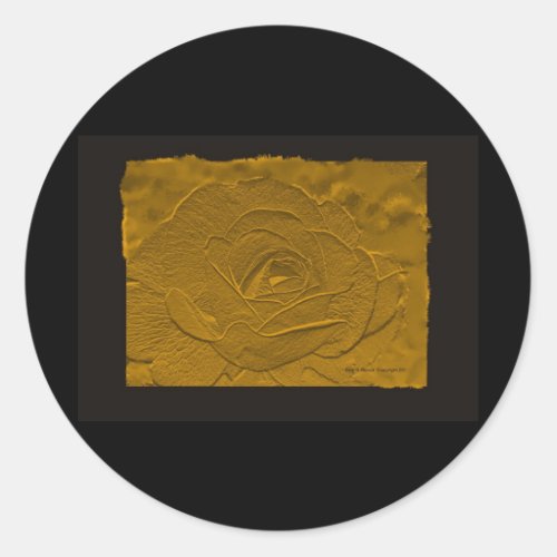 Embossed Deep Gold Rose Classic Round Sticker