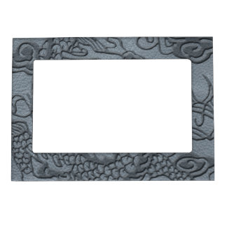 Embossed Dragon On Grey Leather print Magnetic Frame