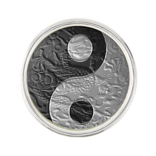 Embossed Dragon Yin Yang Symbol Pin