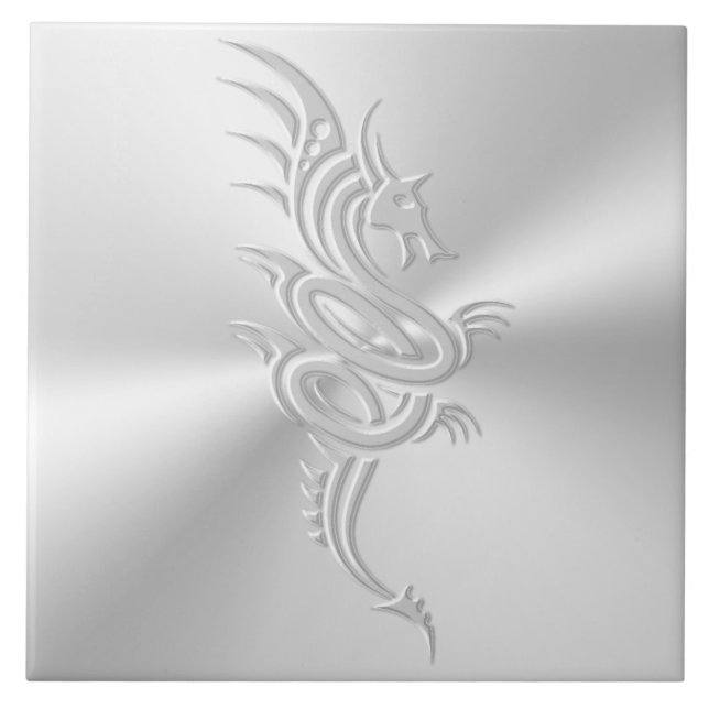 Embossed-effect Eastern Dragon Ceramic Tile (Front)
