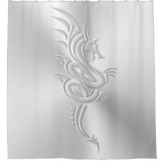 Embossed-effect Eastern Dragon Shower Curtain