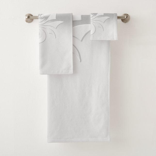 Embossed-effect Tribal Dragon Bath Towel Set (Insitu)