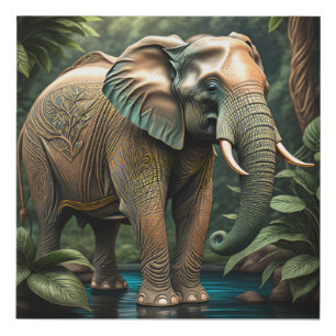 Embossed Elephant Faux Canvas Print
