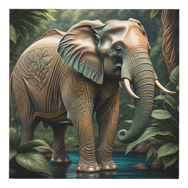Embossed Elephant Faux Canvas Print (Front)