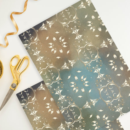 Embossed Faux Gold Damask Classic Ornate Decoupage