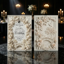 Embossed Faux Stone Romantic Black-Tie Wedding