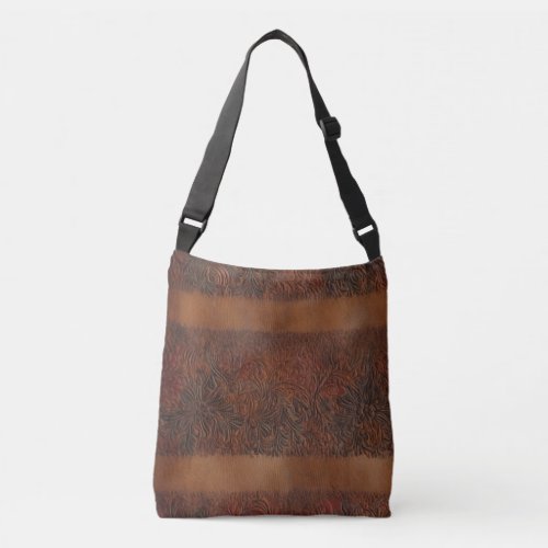 Embossed Floral Imitation Leather Look Crossbody Bag