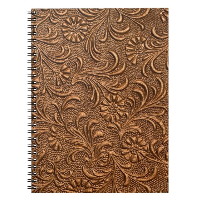embossed floral panel, copper notebook (Front)