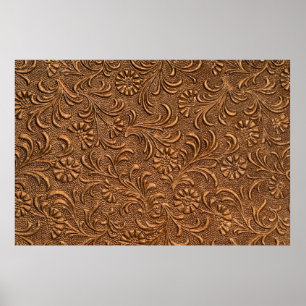 embossed floral panel, copper poster
