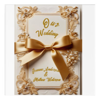 "Embossed Floral Wedding Invitation Satin Bow Acrylic Print