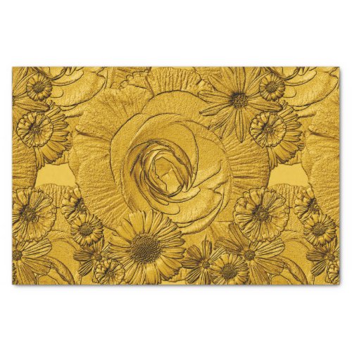 Embossed Flowers_Gold_Tissue Wrapping Tissue Paper