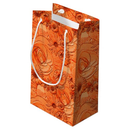 Embossed Flowers_Orange_GIFT BAG S