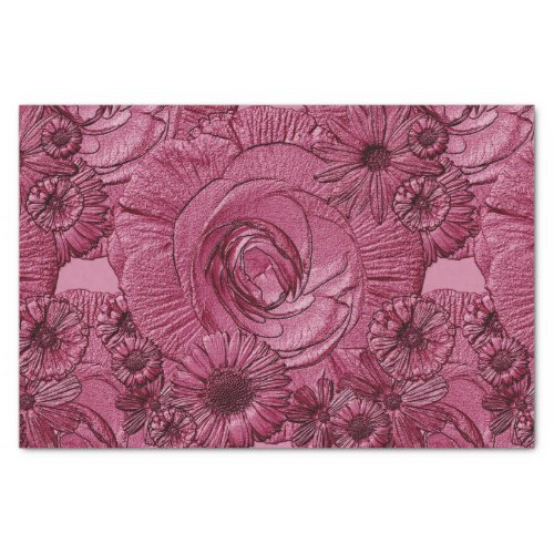 Embossed Flowers_Plum_Tissue Wrapping Tissue Paper