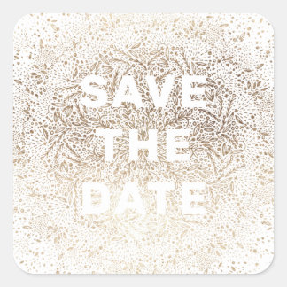 Embossed | Formal Elegant Snow White Gold Foil Square Sticker