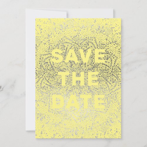 Embossed  Fun Yellow Summer Silver Gold Foil Save The Date