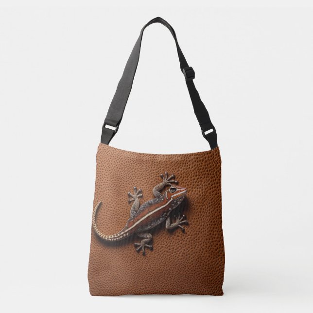 Embossed Gecko Imitation Leather Design Crossbody Bag (Front)