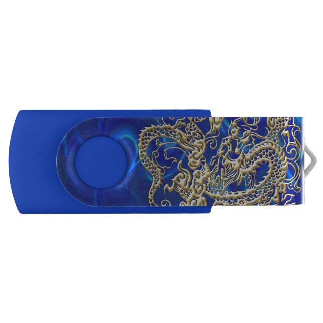 Embossed Gold Dragon Flash Drive (Front)