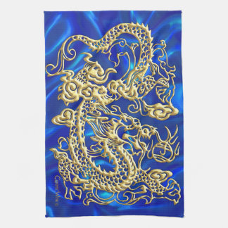 Embossed Gold Dragon Kitchen Towel