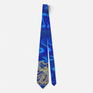 Embossed Gold Dragon Neck Tie