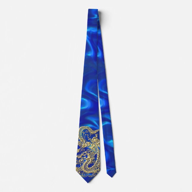 Embossed Gold Dragon Neck Tie (Front)