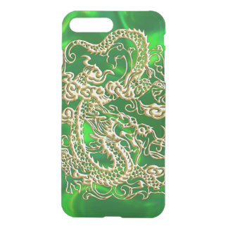Embossed Gold Dragon on Green Satin iPhone 8 Plus/7 Plus Case