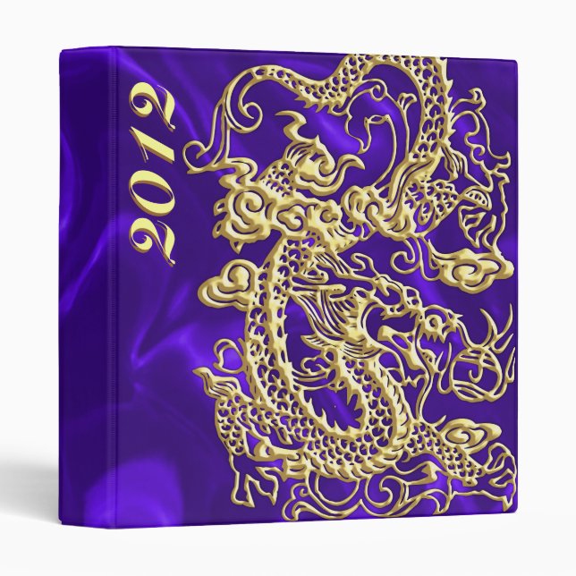 Embossed Gold Dragon on Purple Satin Print Binder (Front/Spine)