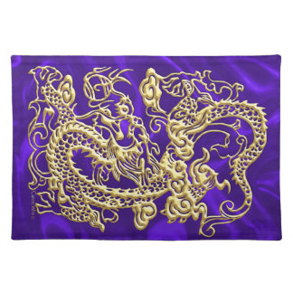 Embossed Gold Dragon on Purple Satin Print Cloth Placemat