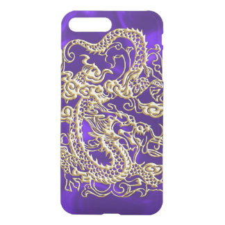 Embossed Gold Dragon on Purple Satin iPhone 8 Plus/7 Plus Case