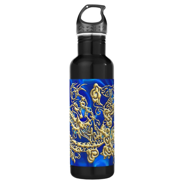 Embossed Gold Dragon Water Bottle (Front)