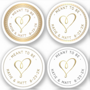 Embossed Gold Hearts Meant to Be Wedding Sampler Sticker