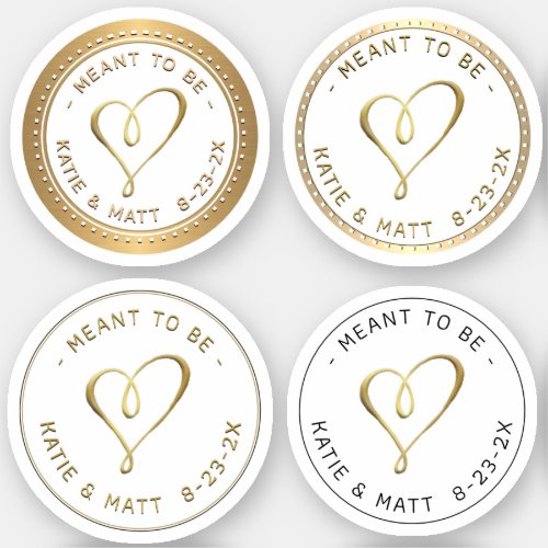 Embossed Gold Hearts Meant to Be Wedding Sampler   Sticker
