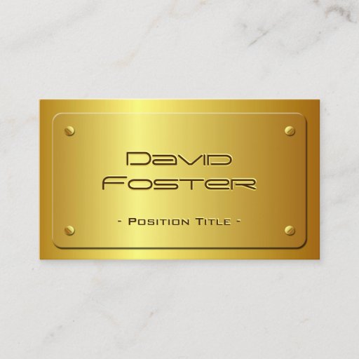 Customizable Embossed Gold Plate Look - Shiny Luxury Business Card