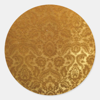 EMBOSSED GOLD  VELVET DESIGN CLASSIC ROUND STICKER