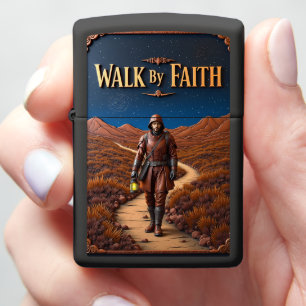 Embossed Hiker Night Desert Walk Zippo Lighter