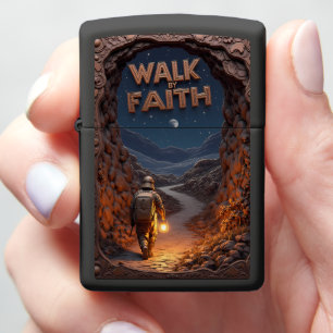Embossed Hiker Night Path Moon Zippo Lighter
